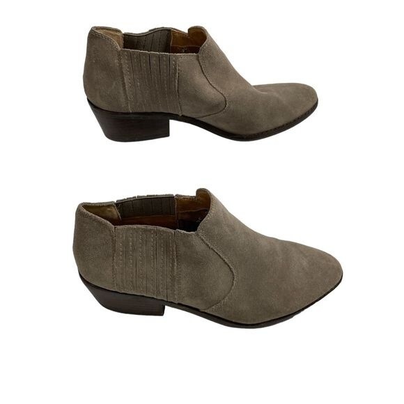 Lucky Brand Women's Folley Slip On Ankle Heeled Booties Gray Suede Leather US 10 - Picture 1 of 9